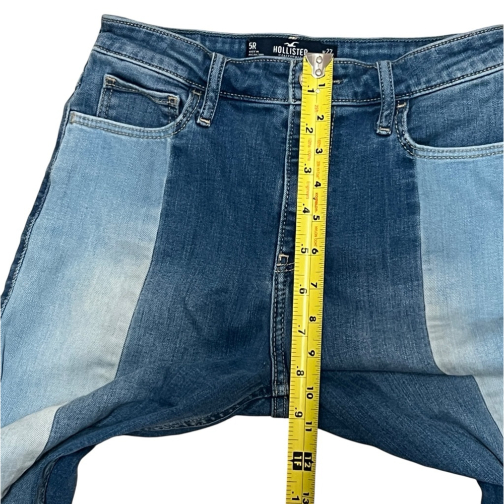 Hollister Two-Tone Blue Patchwork Flare Jeans - Picture 11 of 14